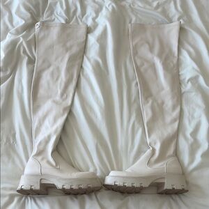 AKIRA Cream Over the Knee Boots